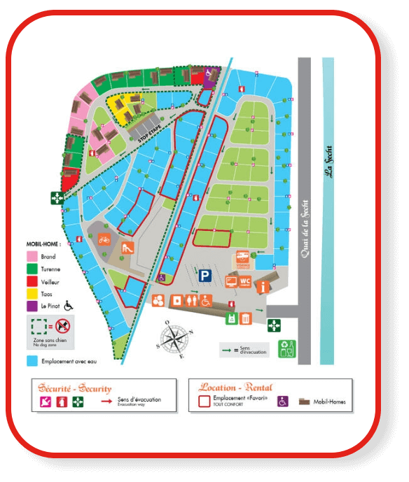 Kaart van de camping le Médiéval in de Haut-Rhin in Turckheim