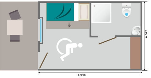 Map of the Room StopEtape Access accommodation, of the Médiéval campsite labelled cycling home in Turckheim