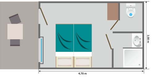 Map of the Room StopEtape Galz accommodation, of the Médiéval campsite labelled cycling home near Colmar