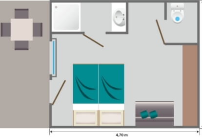 Map of the Room StopEtape Obschel accommodation, of the Médiéval campsite labelled cycling home near Colmar